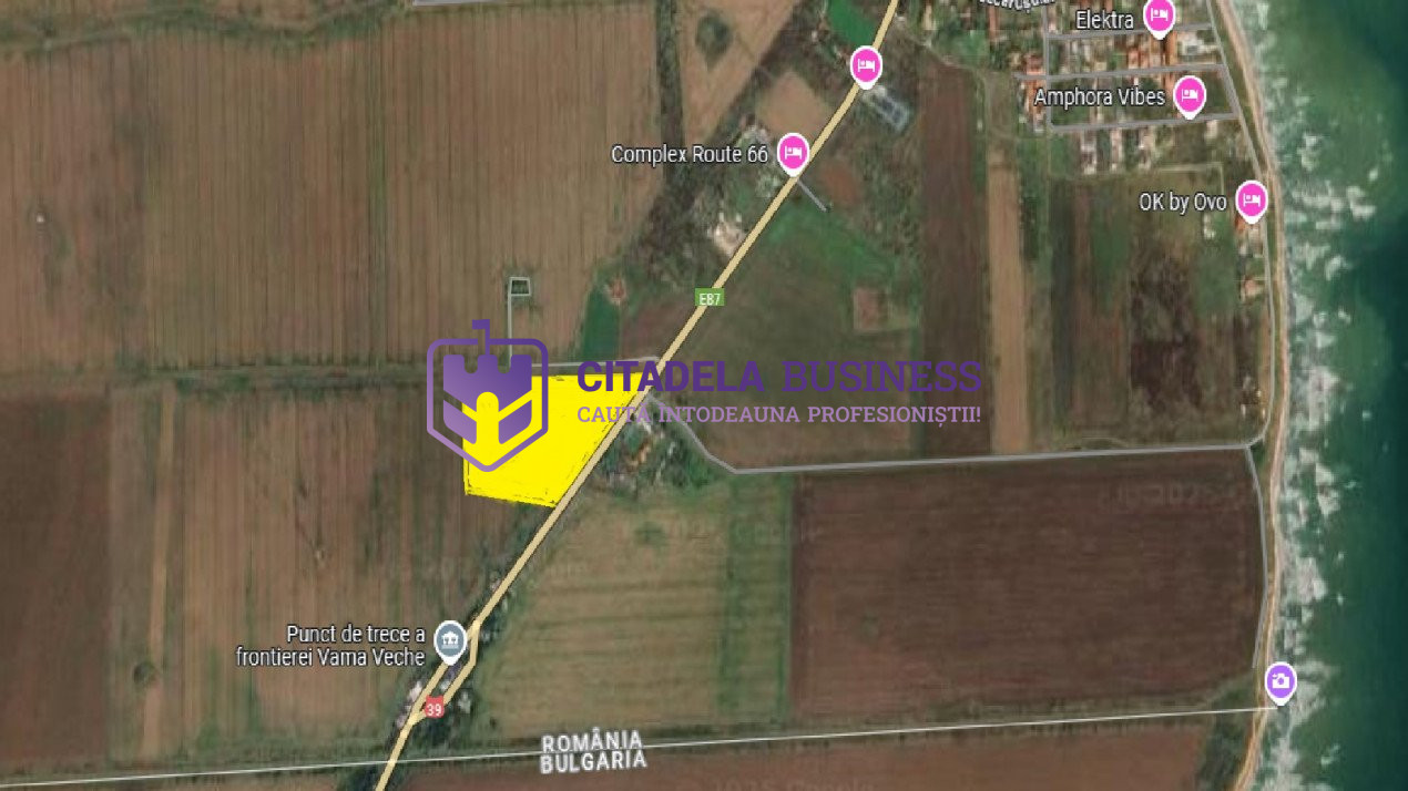 Teren intravilan 3,7 ha in Vama Veche, deschidere la DN39, la 300 ml de granita 