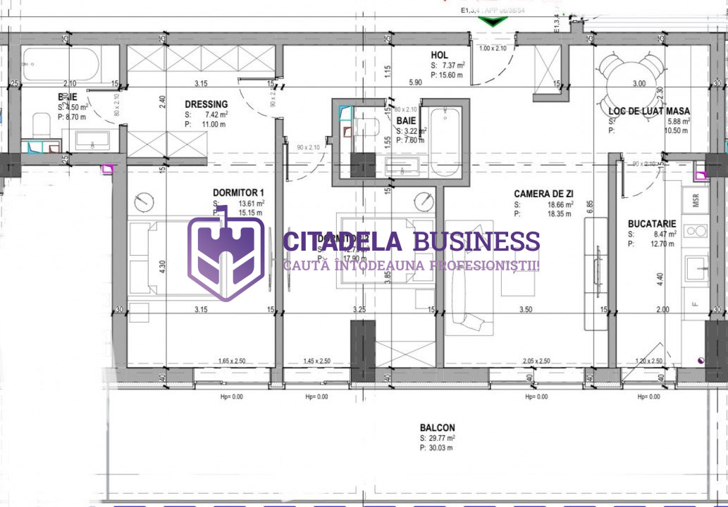 Apartament cu 3 camere compartimentat inteligent in Primavera Campus