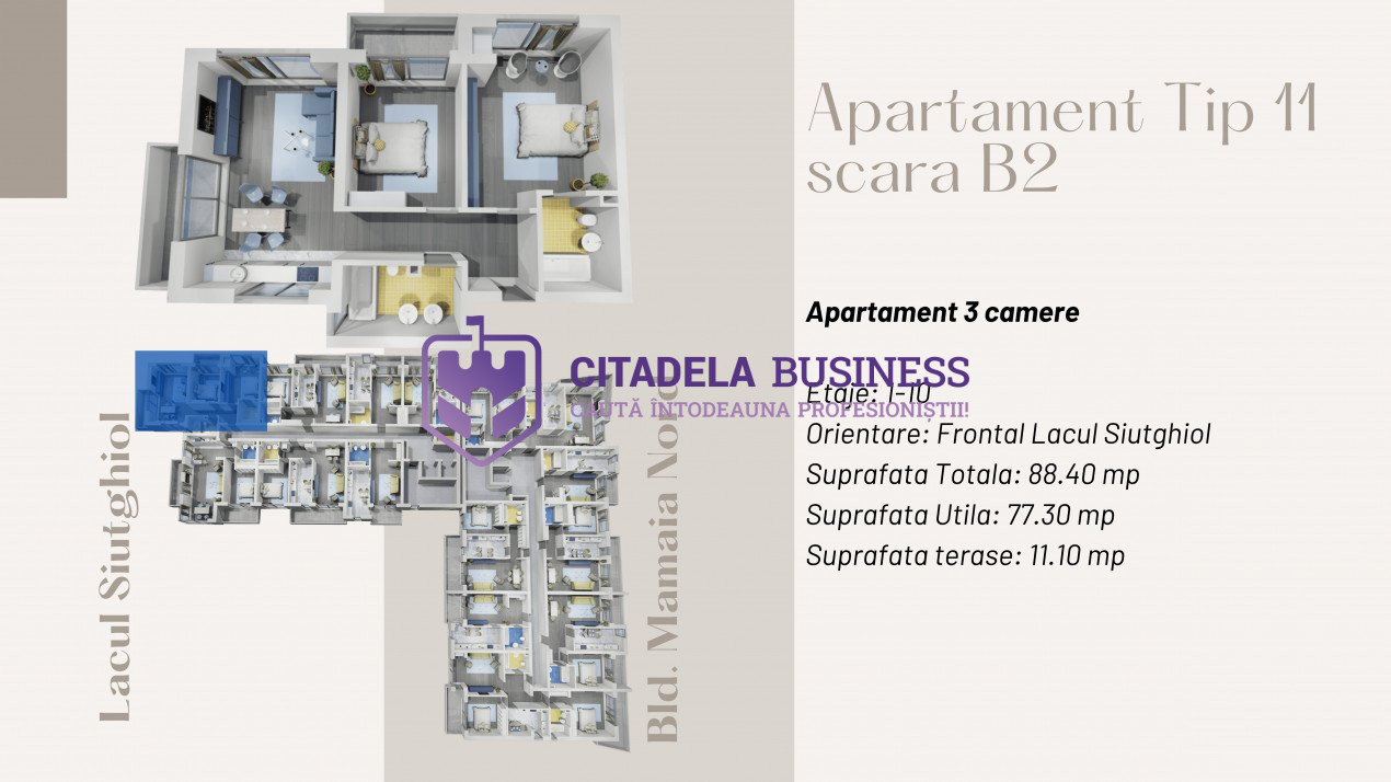Apartament cu 3 camere in Mamaia Nord, cu vedere panoramica la LAC