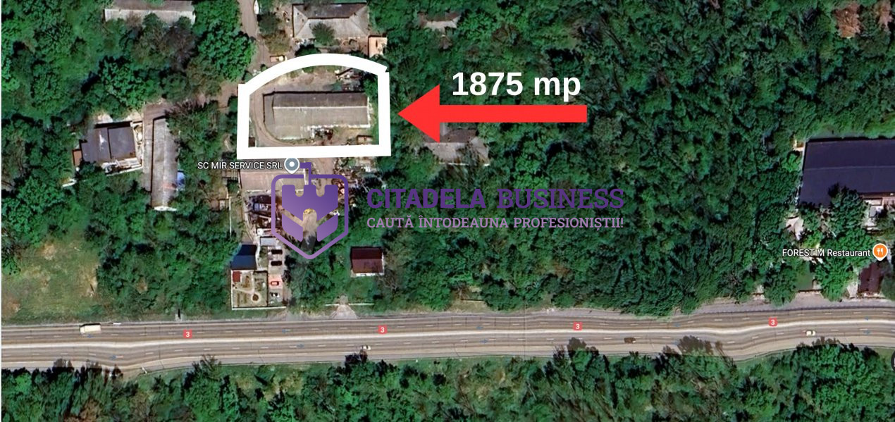 Teren in mijlocul padurii Valu lui Traian 1875 mp si cladire 450 mp hala