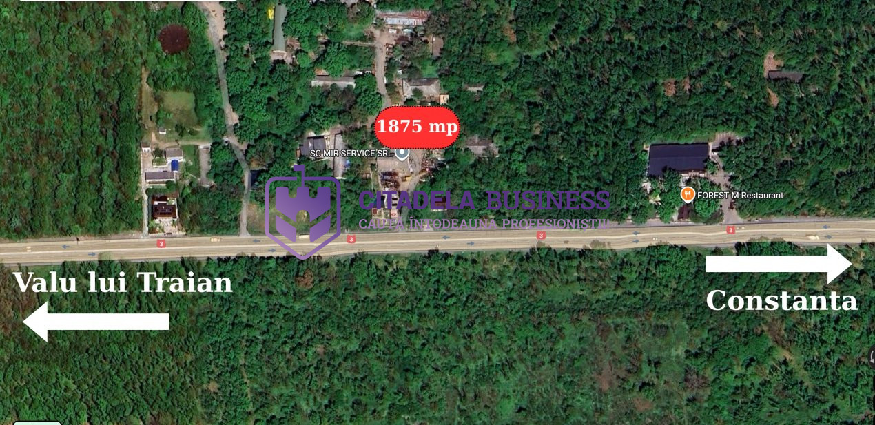 Teren in mijlocul padurii Valu lui Traian 1875 mp si cladire 450 mp hala